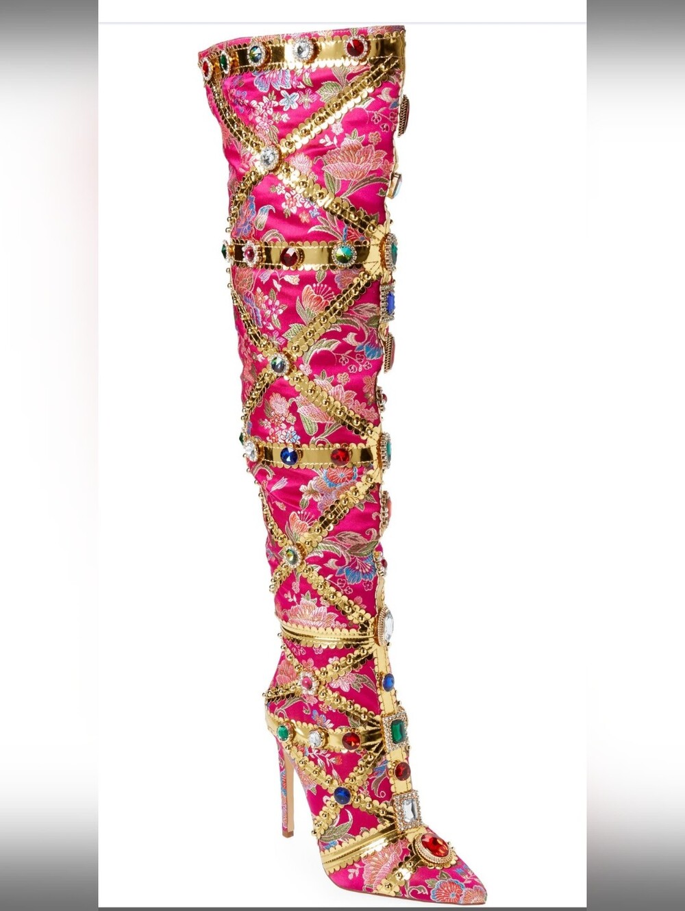 AZALEA WANG Berkley Knee High Rhinestons Crystal Boots Size 8